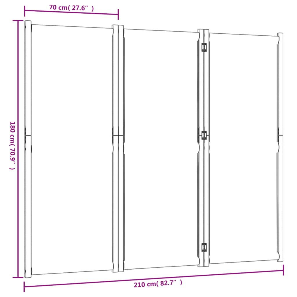 vidaXL Διαχωριστικό Δωματίου με 3 Πάνελ Taupe 210 x 180 εκ.