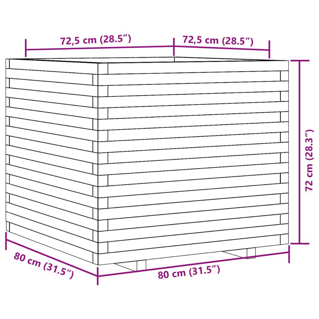 vidaXL Ζαρντινιέρα 80x80x72 εκ. από Εμποτισμένο Ξύλο Πεύκου