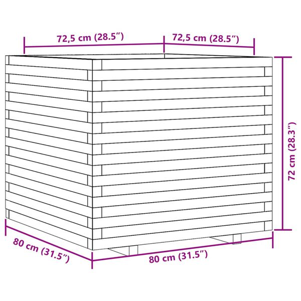 vidaXL Ζαρντινιέρα 80x80x72 εκ. από Εμποτισμένο Ξύλο Πεύκου