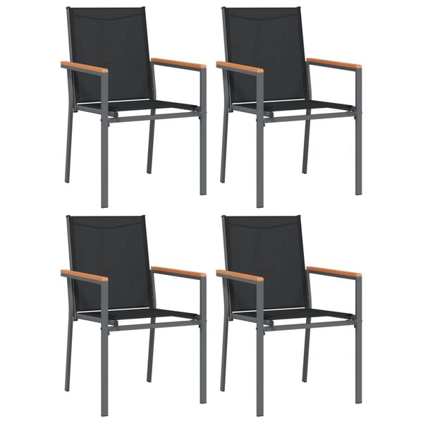 vidaXL Καρέκλες Κήπου 4 τεμ. Μαύρες 55x61,5x90 εκ από Textilene/Ατσάλι