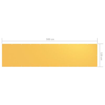 vidaXL Διαχωριστικό Βεράντας Κίτρινο 120 x 500 εκ. Ύφασμα Oxford