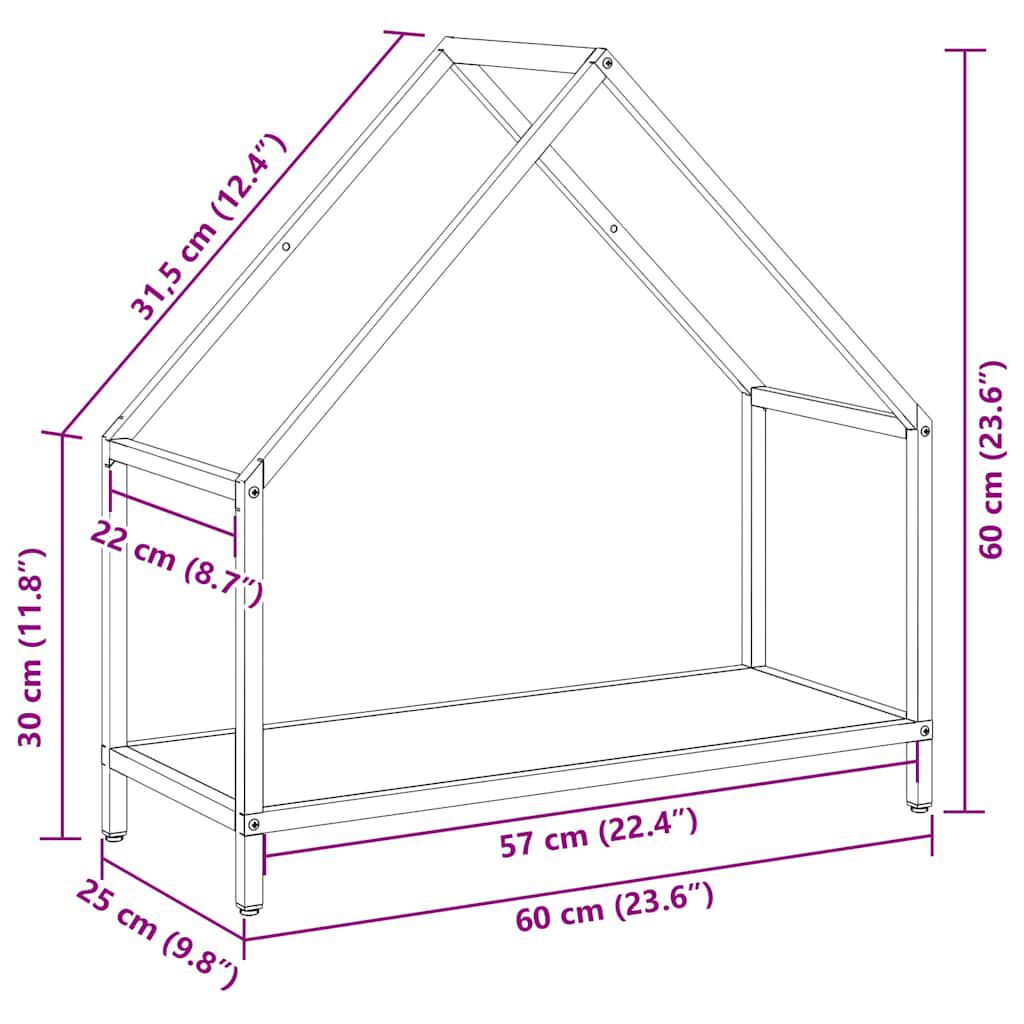 vidaXL Ράφι για καυσόξυλα Μαύρο 60x25x60 cm Ατσάλι ψυχρής έλασης