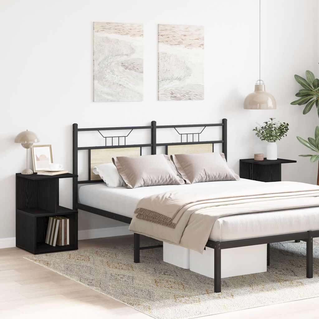vidaXL Κομοδίνο 2 pcs Μαύρη δρυς 35 x 35 x 55 εκ. Επεξεργασμένο ξύλο