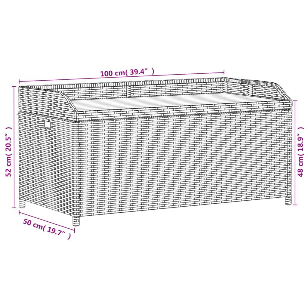 vidaXL Πάγκος Αποθ. Κήπου Μαύρος 100x50x52εκ. Συνθ. Ρατάν/Ξύλο Ακακίας