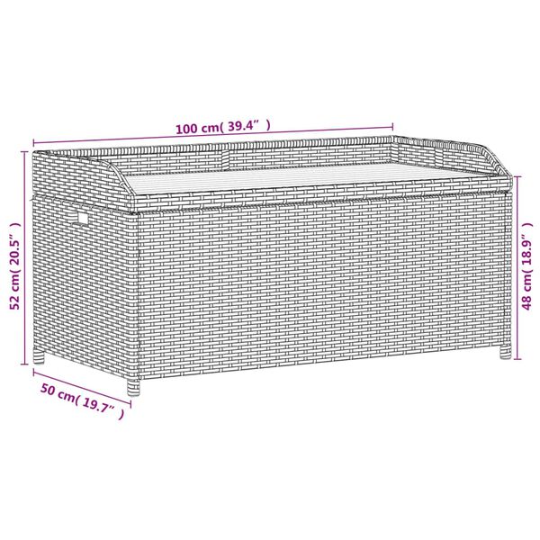 vidaXL Πάγκος Αποθ. Κήπου Μαύρος 100x50x52εκ. Συνθ. Ρατάν/Ξύλο Ακακίας