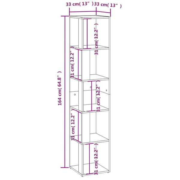 vidaXL Ντουλάπι Γωνία Γκρι Σκυρ. 33 x 33 x 164,5 εκ. από Επεξ. Ξύλο