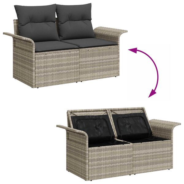 vidaXL Σετ Καναπέ Κήπου με μαξιλάρι 5 pcs Ανοιχτό γκρι Πολυ ράταν