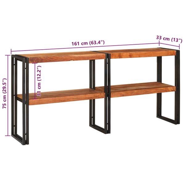 vidaXL Τραπέζι κονσόλας 160x33x75 εκ. Μασίφ χοντροκομμένο ακακία
