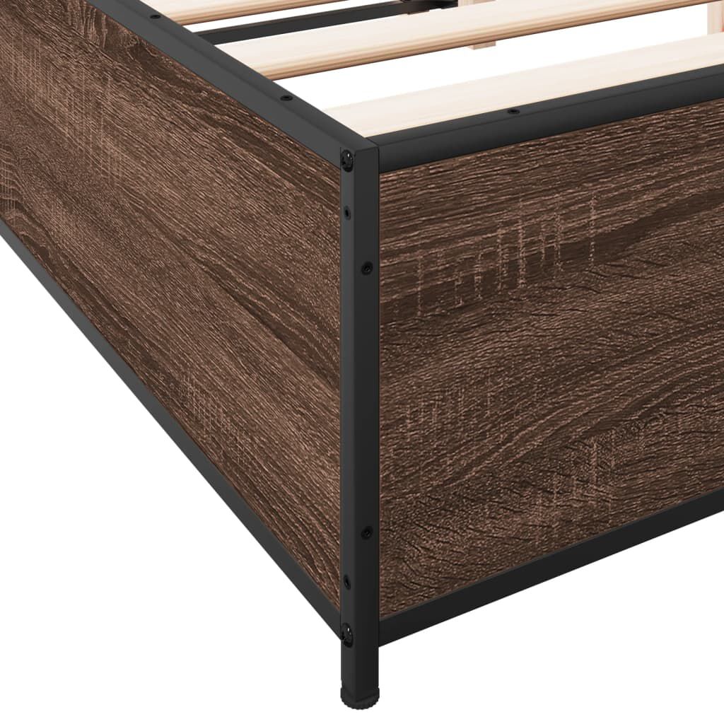 vidaXL Πλαίσιο Κρεβατιού Καφέ Δρυς 150x200 εκ. Επεξ. Ξύλο & Μέταλλο