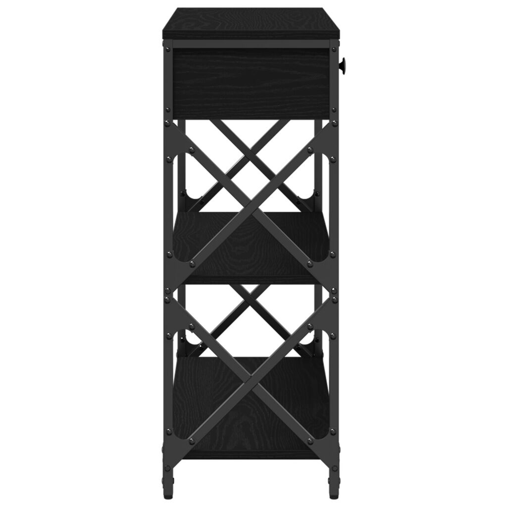 vidaXL Τραπέζι κονσόλας Μαύρη Δρυς 75x28x75 εκ. Κατασκευασμένο ξύλο και ατσάλι
