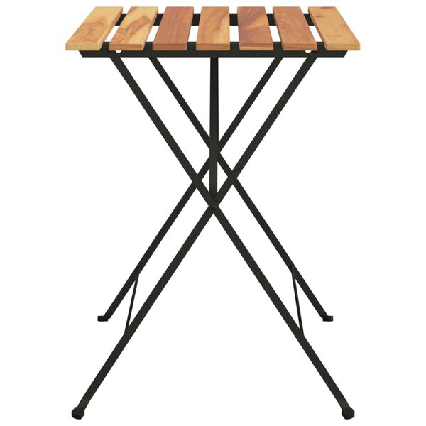 vidaXL Τραπέζι Bistro Πτυσσόμ. 55x54x71 εκ. Μασίφ Ξύλο Teak & Ατσάλι