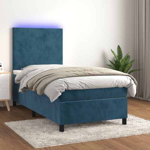 vidaXL &Kappa;&rho;&epsilon;&beta;ά&tau;&iota; Boxspring &mu;&epsilon; &Sigma;&tau;&rho;ώ&mu;&alpha; & LED &Sigma;&kappa;. &Mu;&pi;&lambda;&epsilon; 90x200 &epsilon;&kappa;. &Beta;&epsilon;&lambda;&omicron;ύ&delta;&iota;&nu;&omicron;