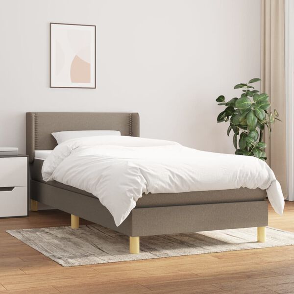 vidaXL &Kappa;&rho;&epsilon;&beta;ά&tau;&iota; Boxspring &mu;&epsilon; &Sigma;&tau;&rho;ώ&mu;&alpha; Taupe 90x200 &epsilon;&kappa;. &Upsilon;&phi;&alpha;&sigma;&mu;ά&tau;&iota;&nu;&omicron;