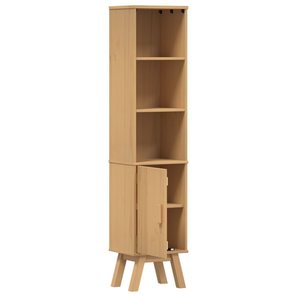 vidaXL Ντουλάπι Μπάνιου Καφέ 35x30x159 εκ Μασίφ ξύλο πεύκου