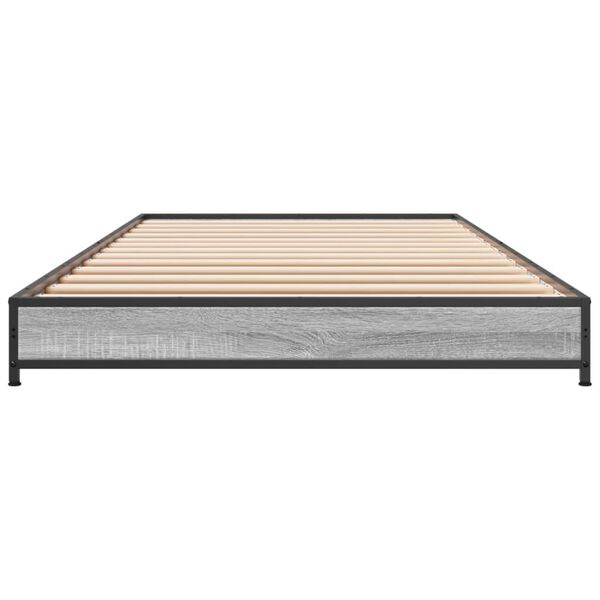 vidaXL Πλαίσιο Κρεβατιού Γκρι Sonoma 90 x 190 εκ. Επεξ. Ξύλο & Μέταλλο