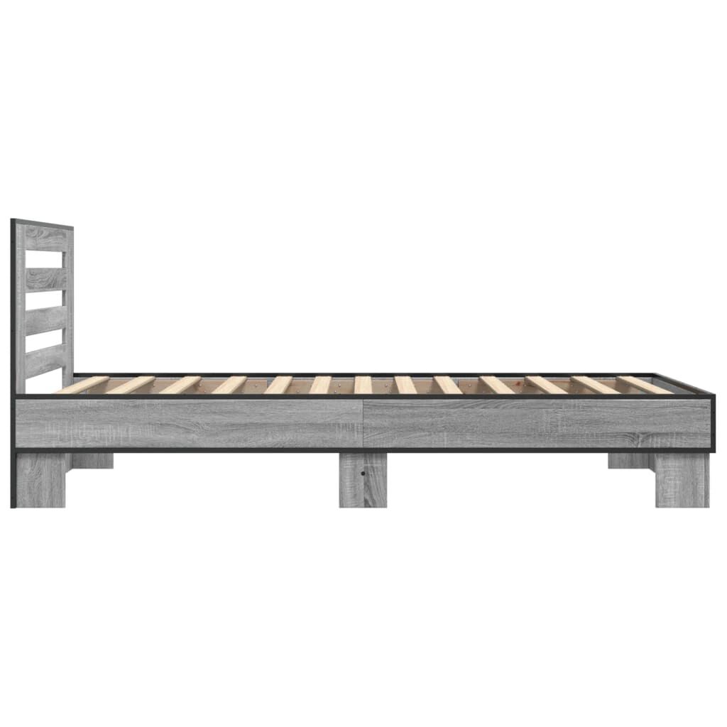 vidaXL Πλαίσιο Κρεβατιού Γκρι Sonoma 75x190 εκ. Επεξ. Ξύλο & Μέταλλο