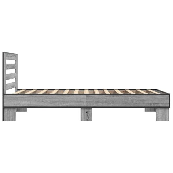 vidaXL Πλαίσιο Κρεβατιού Γκρι Sonoma 75x190 εκ. Επεξ. Ξύλο & Μέταλλο