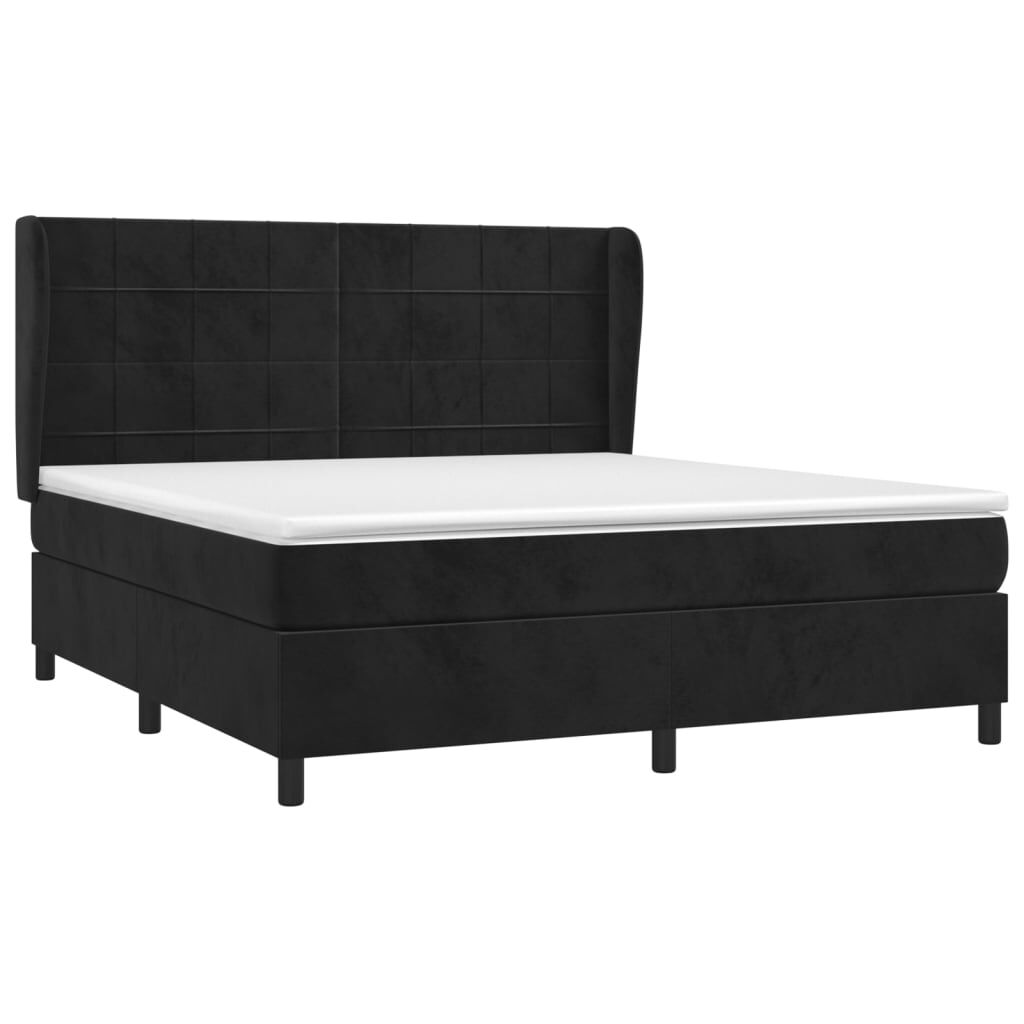 vidaXL Κρεβάτι Boxspring με Στρώμα Μαύρο 180x200 εκ. Βελούδινο