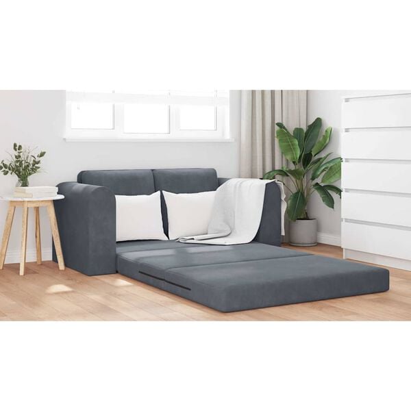 vidaXL Κρεβάτι καναπές Σκούρο γκρι 148 x 71 x 83 εκ. Βελούδο