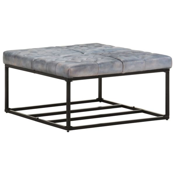 vidaXL Σκαμπό Πουφ/Υποπόδιο Γκρι 80 x 80 x 43 εκ. από Γνήσιο Δέρμα