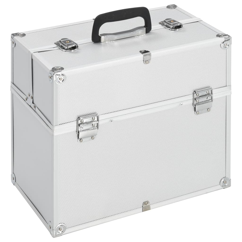 vidaXL Βαλίτσα Μακιγιάζ Ασημί 38x23x34 εκ. Αλουμινίου