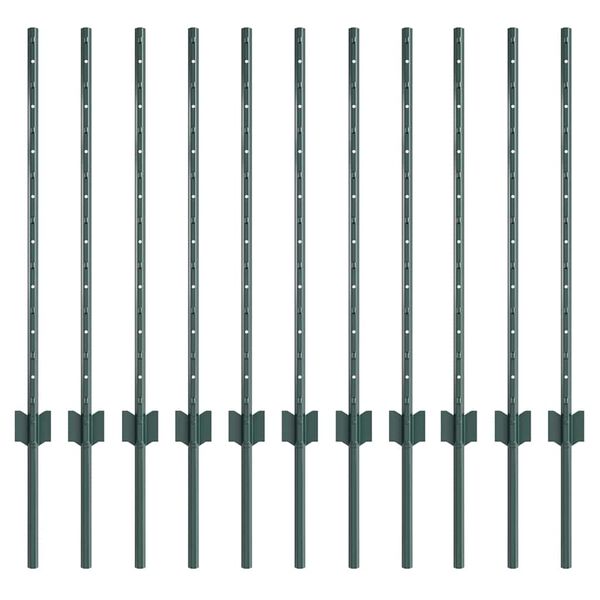vidaXL Πό posts φράχτη 11 pcs Πράσινο 80 cm Ατσάλι