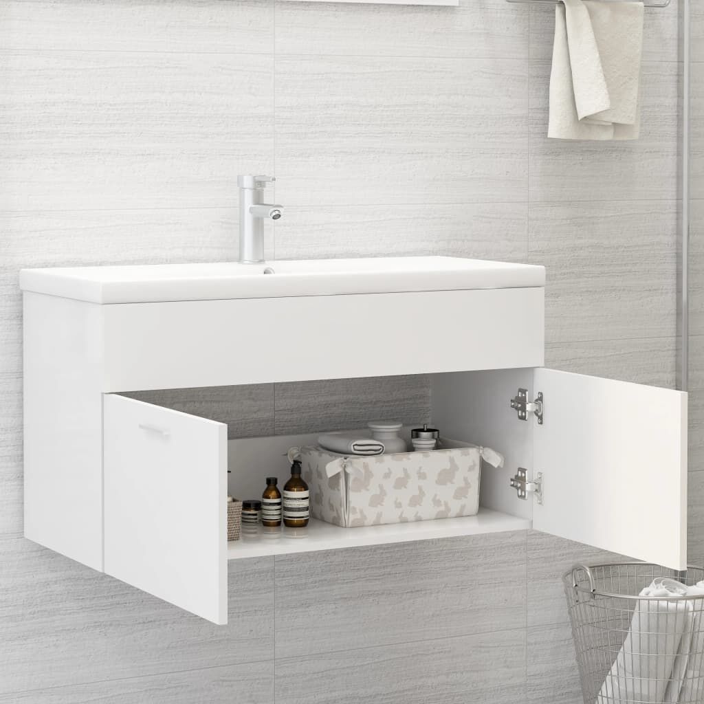 vidaXL Ντουλάπι Νιπτήρα Λευκό 90 x 38,5 x 46 εκ. από Επεξ. Ξύλο