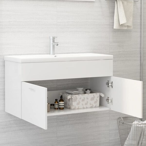 vidaXL Ντουλάπι Νιπτήρα Λευκό 90 x 38,5 x 46 εκ. από Επεξ. Ξύλο