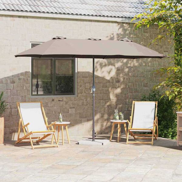 vidaXL Ομπρέλα Κήπου Taupe 370 x 197 x 239 εκ