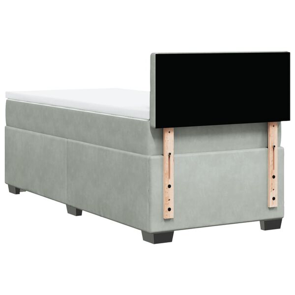 vidaXL Κρεβάτι Boxspring με Στρώμα Ανοιχτό Γκρι 90x200 εκ. Βελούδινο