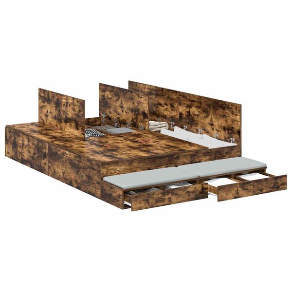 vidaXL Κρεβάτι με αποθηκευτικό χώρο με συρτάρι Καπνιστό Δρύς 140 cm