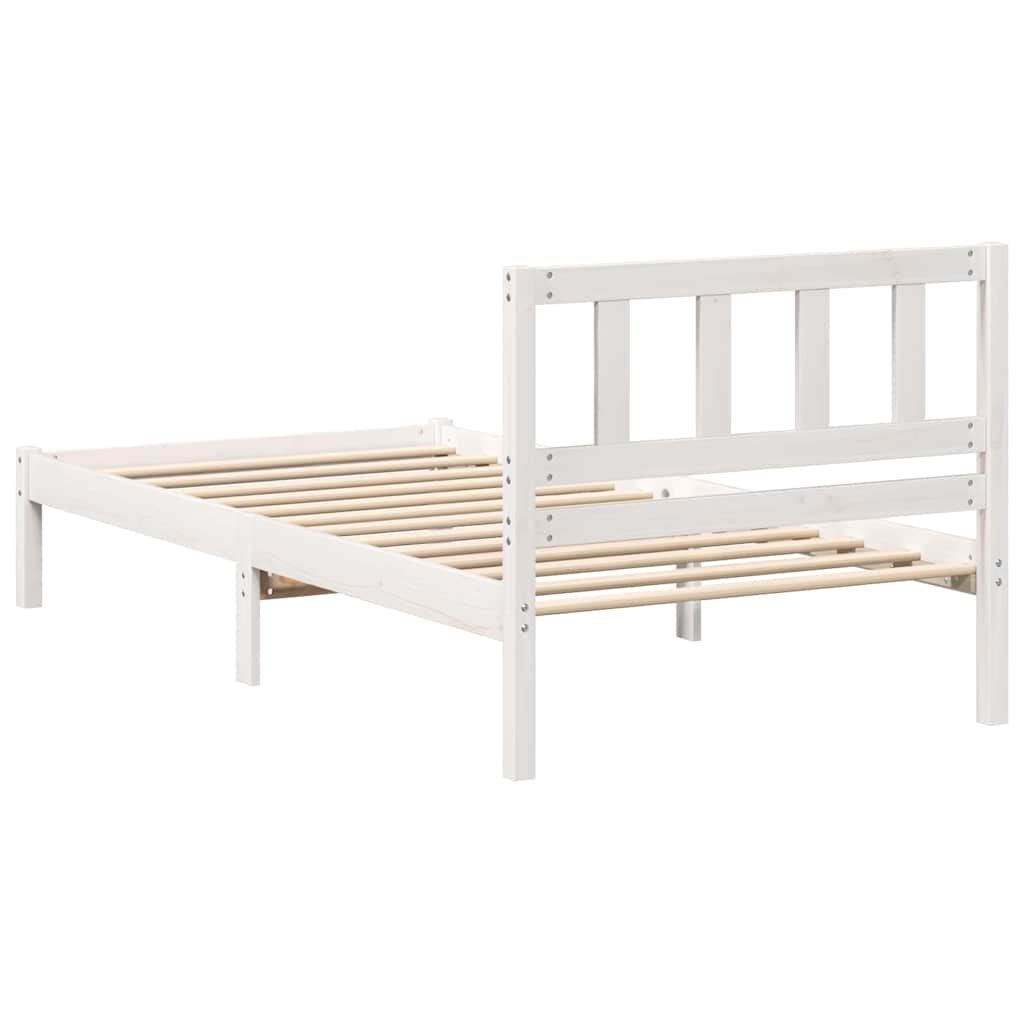 vidaXL Σκελετός Κρεβατιού Λευκό 75 x 190 cm Μασίφ ξύλο πεύκου