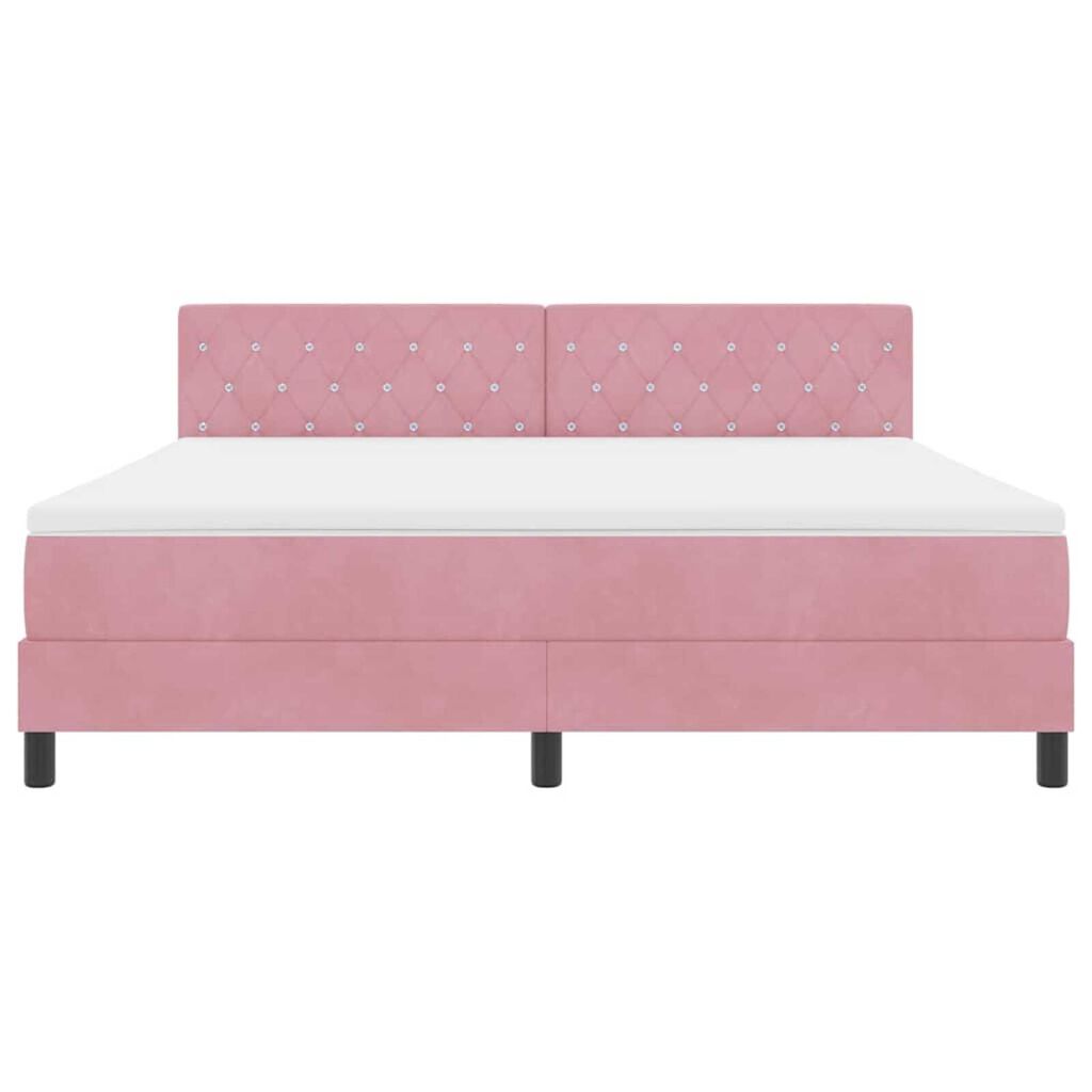 vidaXL Κρεβάτι με ελατήρια με στρώμα Ροζ 180 x 200 cm Βελούδο