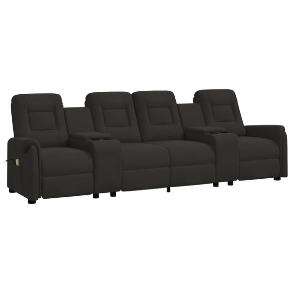 vidaXL Πολυθρόνα Μασάζ Τετραθέσια με Ποτηροθήκη Ανακλινόμενη Μαύρη