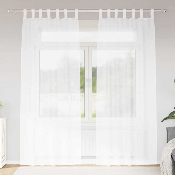 vidaXL Κουρτίνες με κουρτίνες 2 pcs Λευκό Πολυεστέρας