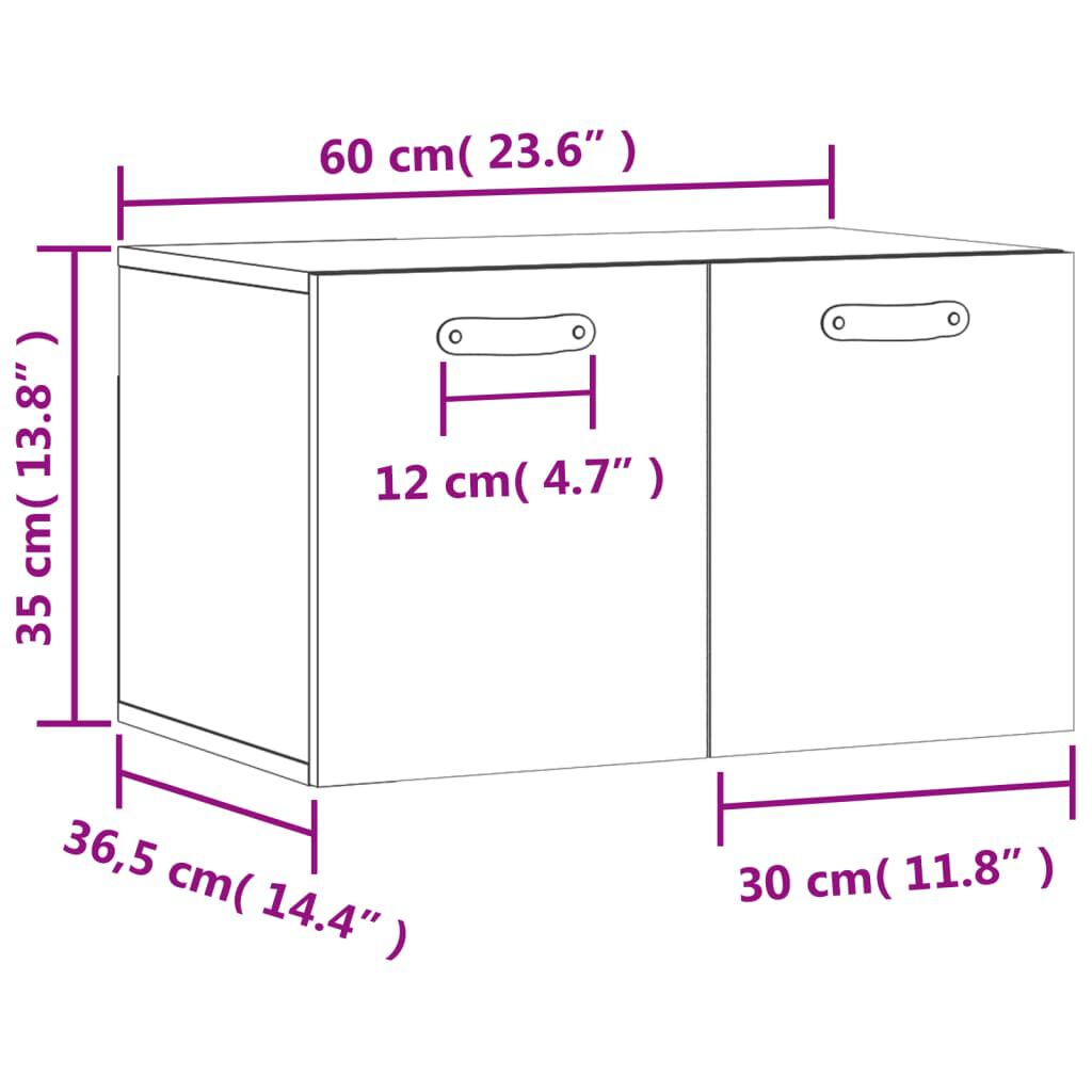 vidaXL Ντουλάπι Τοίχου Λευκό 60 x 36,5 x 35 εκ. από Επεξεργασμένο Ξύλο