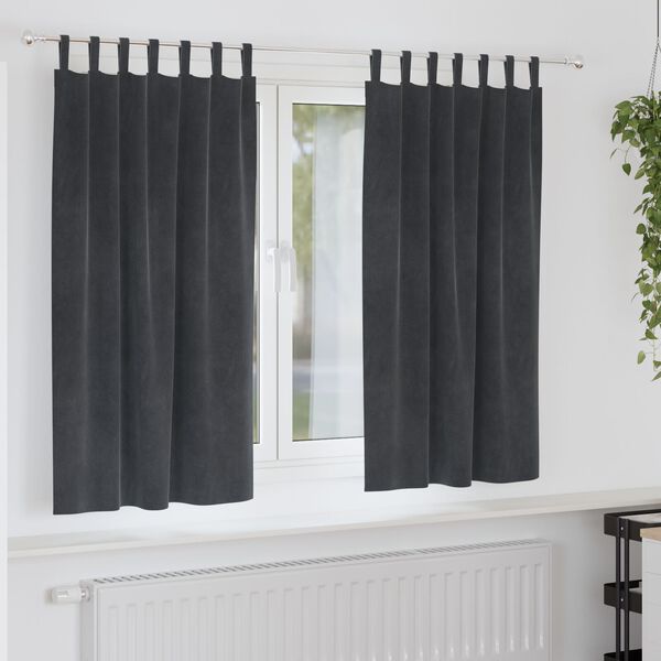 vidaXL Κουρτίνες με κουρτίνες 2 pcs Ανοιχτό γκρι 140 x 175 cm Βελούδο