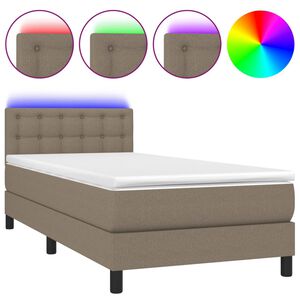 vidaXL &Kappa;&rho;&epsilon;&beta;ά&tau;&iota; Boxspring &mu;&epsilon; &Sigma;&tau;&rho;ώ&mu;&alpha; & LED Taupe 80x200 &epsilon;&kappa;. &Upsilon;&phi;&alpha;&sigma;&mu;ά&tau;&iota;&nu;&omicron;