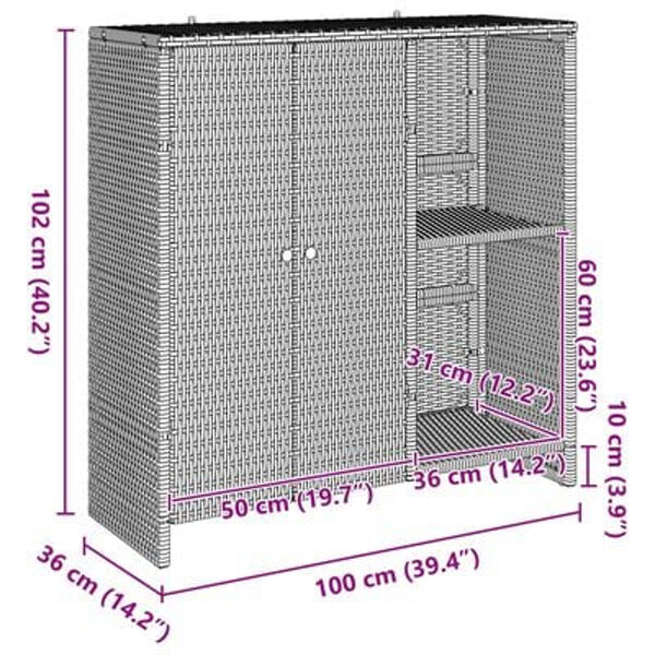 vidaXL Ντουλάπα αποθήκευσης Καφέ 100x36x102 εκ Ρατάν