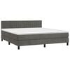 vidaXL Κρεβάτι Boxspring με Στρώμα & LED Σκ. Γκρι 180x200εκ. Βελούδινο