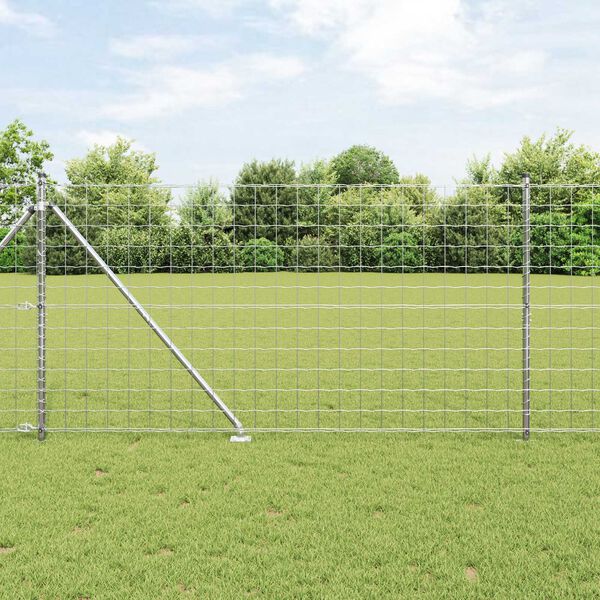 vidaXL Φράχτης με Στήλες. Ασημί 1.2 x 10 m Ατσάλι