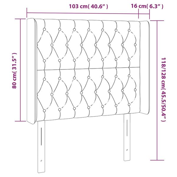 vidaXL Κεφαλάρι Κρεβατιού LED Taupe 103x16x118/128 εκ. Υφασμάτινο