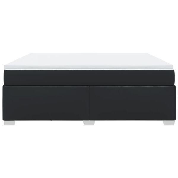 vidaXL Κρεβάτι Boxspring με Στρώμα Μαύρο 180x200εκ.από Συνθετικό Δέρμα
