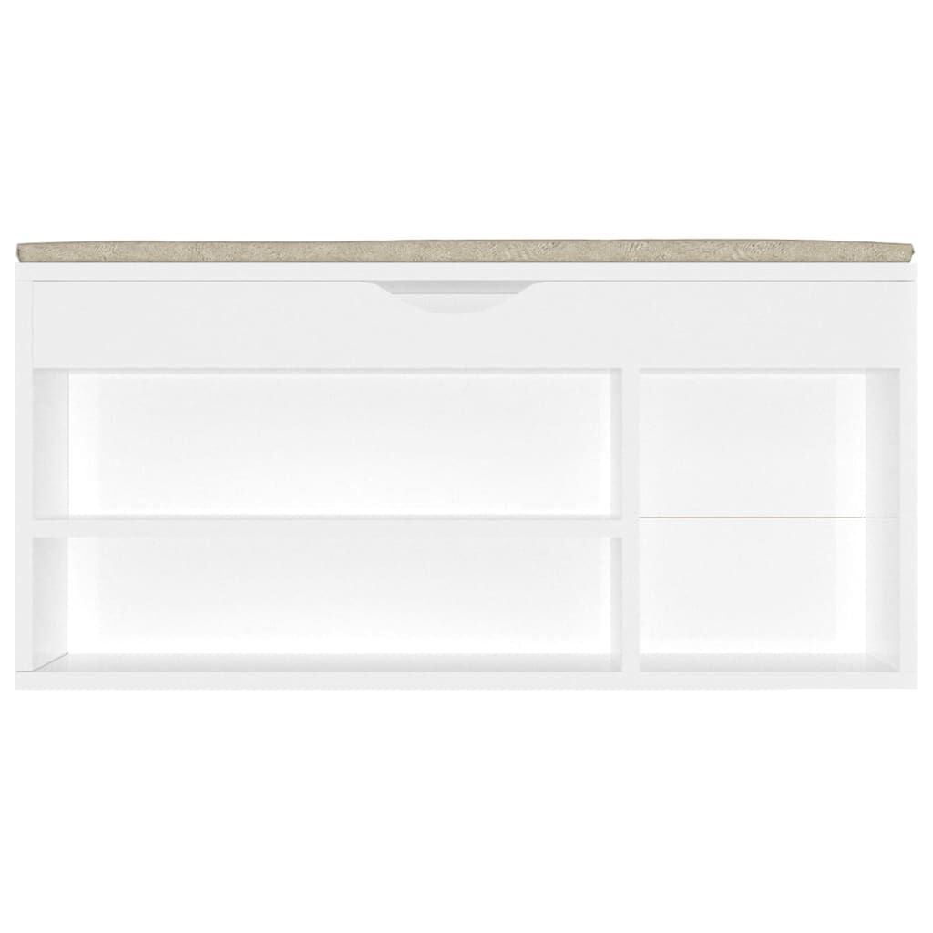 vidaXL Παπουτσοθήκη Γυαλ. Λευκή 104x30x49εκ. Επεξ. Ξύλο με Μαξιλάρι