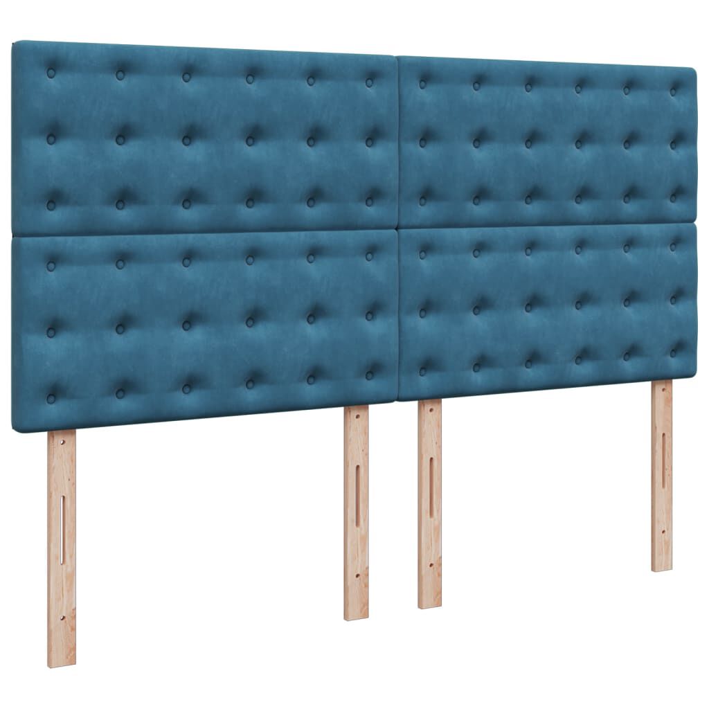 vidaXL Κρεβάτι Boxspring με Στρώμα Μπλε 180x200 εκ. Βελούδινο