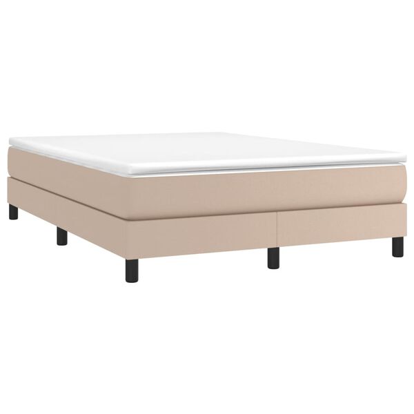 vidaXL Κρεβάτι Boxspring με Στρώμα Καπουτσίνο 140x200εκ.από Συνθ.Δέρμα