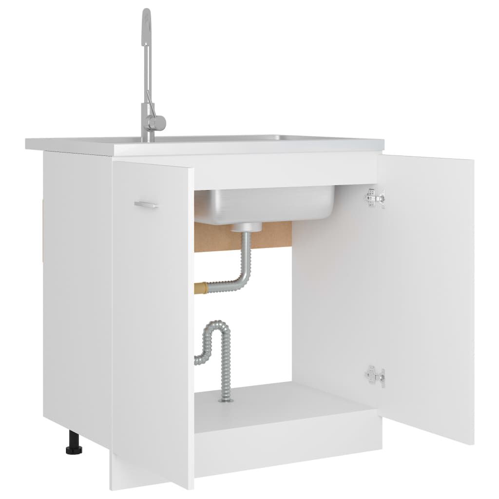 vidaXL Ντουλάπι Νεροχύτη Lyon Λευκό 80x46x81,5 εκ. Επεξ. Ξύλο