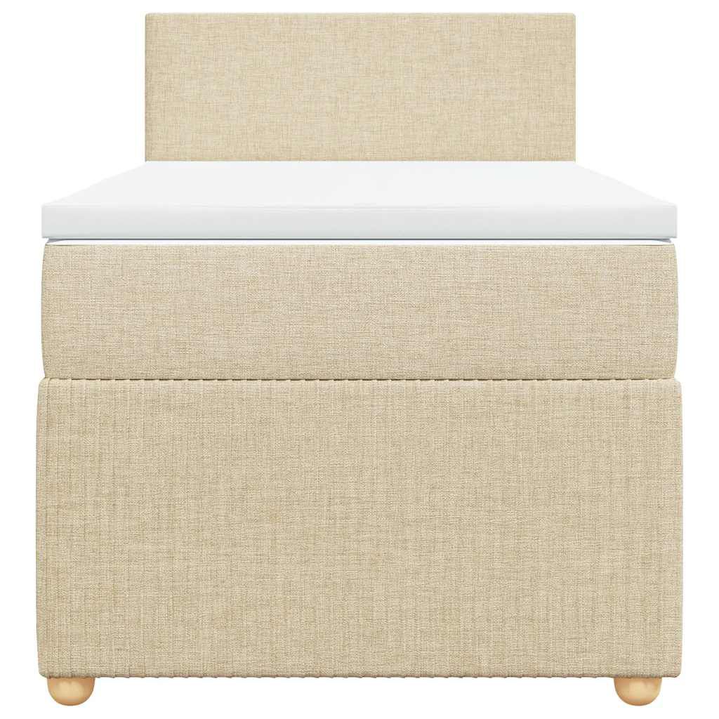 vidaXL Κρεβάτι Boxspring με Στρώμα Κρεμ 100 x 200 εκ. Υφασμάτινο