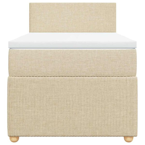 vidaXL Κρεβάτι Boxspring με Στρώμα Κρεμ 100 x 200 εκ. Υφασμάτινο