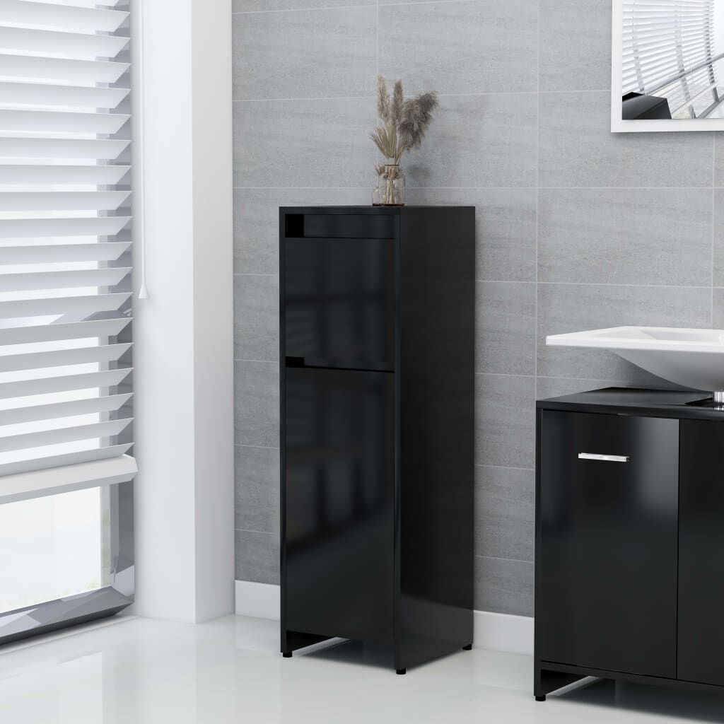 vidaXL Σετ Επίπλων Μπάνιου 3 Τεμαχίων Μαύρο από Μοριοσανίδα